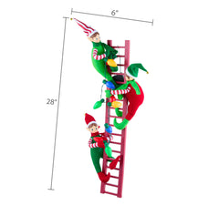  27.5" Tree Trimmer Elves on a Ladder Decoration, Red