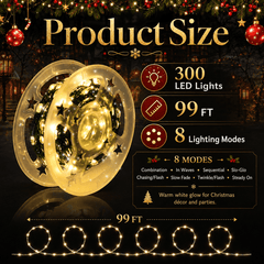 Fairy Lights Christmas Tree Lights 99 FT 300 LED String Lights for Indoor Outdoor Home,Garden,Christmas,Party Decoration(Warm White)