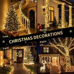 AGCAN 66 Ft 200 LED String Lights, Connectable 8 Modes Warm White Christmas Lights, Fairy Twinkle Light Plug in for Bedroom Classroom Christmas Tree Decor