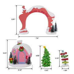  The Grinch Whoville Village 4-Piece Christmas Set — House, Arch, Sign Post & Tree