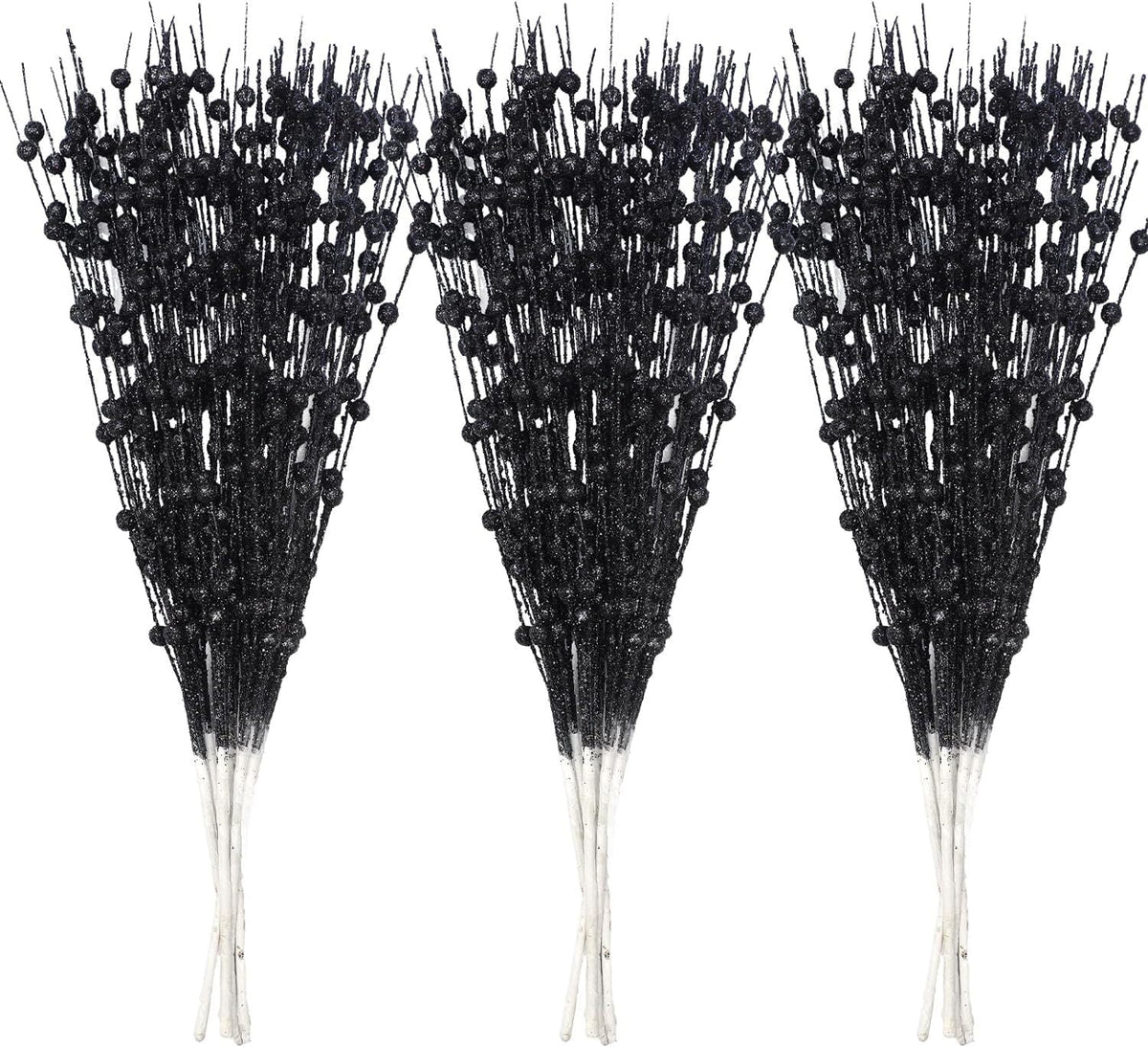 30 Pack Christmas Tree Picks and Sprays, Christmas Tree Filler Decorations, Christmas Glitter Berry Stem Ornaments, Glittery Twigs, Picks, Branches for Christmas Tree, Black