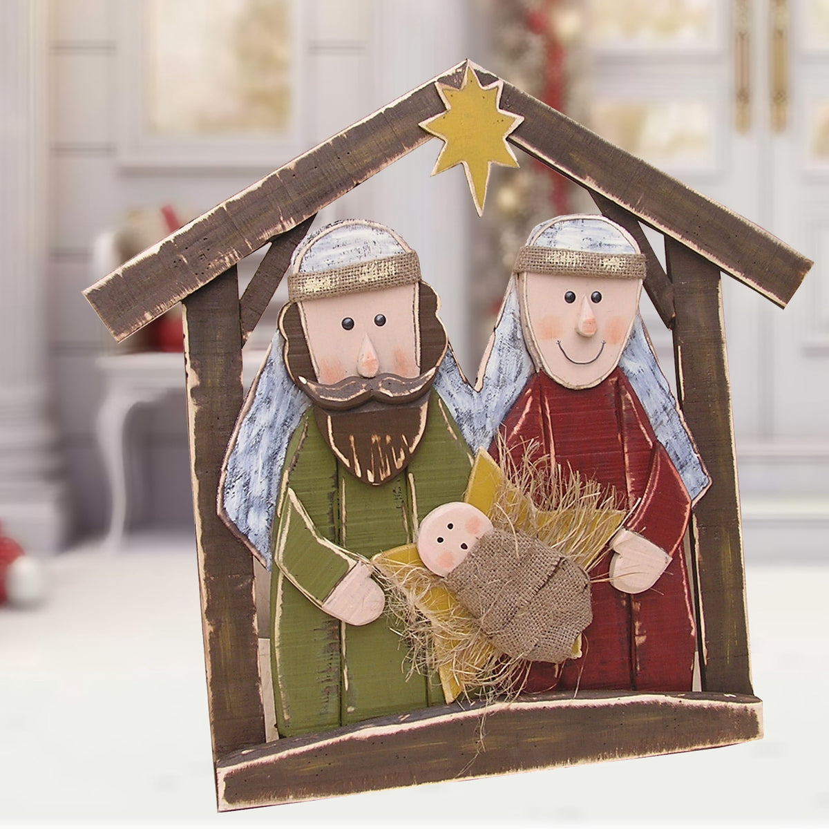 30in Wooden Nativity Christmas Decor Indoor Outdoor Use