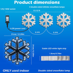 Beatineon Christmas Light Up Wall Decor, 3D Infinity Mirror Snowflake LED Lights for Winter Wonderland Bedroom Living Room