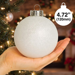 Sleetly Large White Christmas Ball Ornaments for Tree Decorations – Big 4.72” Shatterproof Glitter Snowball for Holiday Xmas Decor, 4-Pack