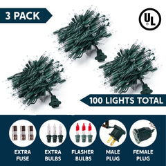 Joyfy Clear Christmas Lights,67.5FT 300(3x100)-Count Led Warm White Christmas String Lights,Connectable Green Wire Xmas Tree Lights for Indoor Outdoor Christmas Decorations Holiday Party Decor