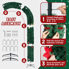 UBesGoo Christmas Arch Christmas Tree Arch Christmas Garland Decoration 8.5Ft w/ Decorative Accessories