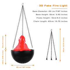 Eurhowing LED Flame Light, Realistic 3D Flickering Fire Effect Lamp, 110V Electric Flameless Fire Hanging Cauldron for Holiday, Christmas, Home Decor, 2 Pack