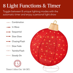 2pc Lighted Pop-Up Christmas Ornaments Outdoor Holiday Decoration w/ 180 LED Lights - Red/Green