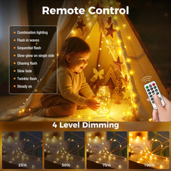 Fairy Lights Plug in with Remote, 66FT 200 LED Outdoor Waterproof String Lights with Timer and 8 Modes, for Indoor Bedroom Patio Garden Wedding Decor, Warm White