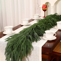  9FT Real Touch PE Christmas Garland, Artificial Norfolk Pine Garland for Mantel, Stair Railing, Christmas Tree, Xmas Decoration for Indoor & Outdoor, Green