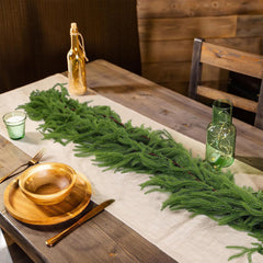 8.86FT Artificial Norfolk Pine Garlands, Real Touch Winter Pine Garland, Green Artificial Greenery Garland for Table, Mantle, Wall, Outdoor, Indoor Christmas Decorations