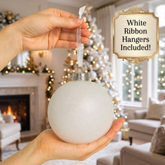 Sleetly Large White Christmas Ball Ornaments for Tree Decorations – Big 4.72” Shatterproof Glitter Snowball for Holiday Xmas Decor, 4-Pack