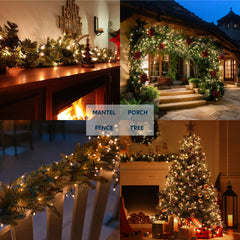 Joyfy Clear Christmas Lights,67.5FT 300(3x100)-Count Led Warm White Christmas String Lights,Connectable Green Wire Xmas Tree Lights for Indoor Outdoor Christmas Decorations Holiday Party Decor