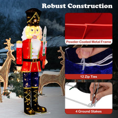  1 PCS 5 FT Lighted Nutcracker Soldier Outdoor Christmas Decoration with Glitter Sword