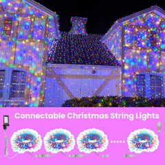  200FT Fairy Lights Plug In, 600 Led Starry Twinkle String Lights, Rainbow Christmas Light, 8 Lighting Modes, for Wedding Indoor Outdoor Patio Garden Decoration