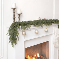 TETOU 1pc 6ft Christmas Cedar Garland,Artificial Realistic Cedar Pine Needles Greenery Garland for Christmas Holiday Winter Wall Mantle Fireplace Table Indoor Decor