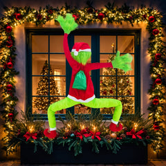 Green Monster Christmas Decorations, 5.2FT Christmas Tree Decor, Pose-able Xmas Stuffed Green Santa Body for Outdoor Indoor Yard Lawn Decoration