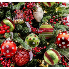 Katinyos 12PCS Christmas Balls Decorations Ornaments Set, Glittering Shatterproof Hanging Bulbs Christmas Tree Decor(Green)