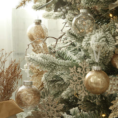 Sea Team 60mm/2.36" Shatterproof Clear Plastic Christmas Ball Ornaments Decorative Xmas Balls Baubles Set with Stuffed Delicate Decorations (30 Counts, Champagne)