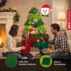 DIY Felt Christmas Tree Set for Toddlers Kids with Led String Light, 3ft Wall Hanging DIY Christmas Tree with Detachable Ornaments for Xmas Gifts Home Decoration