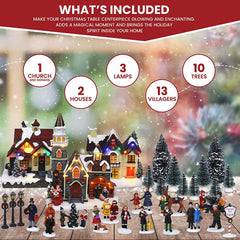 TOP TREASURES Christmas Village Set 6" Christmas Occasion Resin Figurines, Set of 30