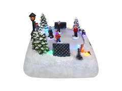 Christmas Village Tabletop Hockey Skating Rink Pre-lit Winter Snow Village Perfect Addition to Your Christmas Indoor Home Decorations Great Centerpiece for Your Collection