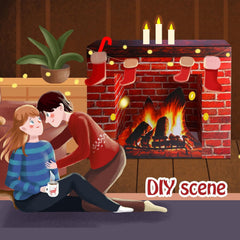 Ebaokuup Christmas Cardboard Fireplace Prop - 3D Red Brick Christmas Decoration Backdrop