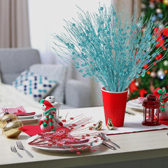 24 Pack Artificial Glitter Berry Stem Ornaments 17 Inches Fake Christmas Picks Decorative Glitter Sticks for Christmas Tree DIY Wreath Crafts Gift Fireplace Holiday Home Decor (Pink)