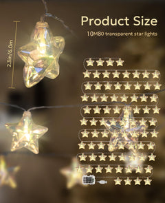 Star LED String Lights – Battery - Powered 80 LED Twinkling Fairy Lights with Remote, Waterproof Design for Indoor/Outdoor, Christmas, Wedding, Bedroom Ambiance