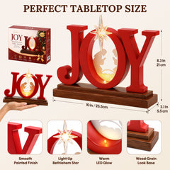 Joy Christmas Decor Christmas Decorations Indoor: Joy Sign with Timer, Holiday Decor Indoor (Red)