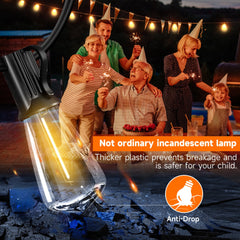 100FT Outdoor Solar String Lights, with Shatterproof Edison Bulbs, Outside Waterproof Hanging Lights for Porch Garden Backyard,Christmas