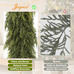 Joyooss 9ft Christmas Garland Norfolk Cypress Garland Real Touch Faux Greenery Cedar Garlands For Mantle,table,wall,christmas Decorations Indoor Outdoor