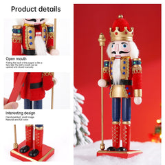 TJT 2Pcs Nutcracker Decorations Set, Wooden Nutcracker Soldier Christmas Ornaments Collectible Festive Xmas Figures Decor Gift Indoor, 12'' Green Red