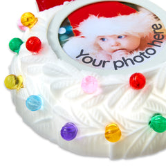  3" Recordable Picture Frame Wreath Ornament, White