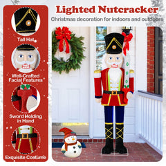  1 PCS 5 FT Lighted Nutcracker Soldier Outdoor Christmas Decoration with Glitter Sword