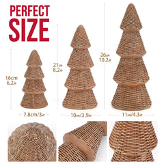  3pcs Tabletop Christmas Tree Woven Resin Christmas Trees for Christmas Decor Indoor, Christmas Table Decor, Khaki