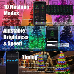 IC ICLOVER Christmas String Lights, 6.56FT x 200LEDs Waterfall String Lights, App Control with Remote, 10 Modes Christmas Tree Lights Waterproof for Indoor Outdoor Xmas Decorations