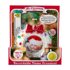  3" Recordable Picture Frame Wreath Ornament, White