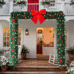 Pre-Lit 7.9ft Christmas Archway with 1,650 Branches, Warm White LED Lights, DIY Ornaments, Flat-Top Green PVC Arch for Indoor/Outdoor Holiday Decorations
