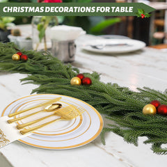 Syvvy 2 Pcs 6 Ft Artificial Norfolk Pine Garlands, Green Artificial Greenery Garland for Table, Mantle, Wall, Indoor, Outdoor Christmas Decorations, Real Touch Winter Pine Garland.