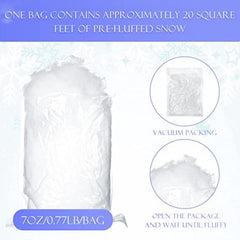 Christmas Fake Snow Decor, Fluffy Fiber Artificial Snow Indoor White Fakes Snow Decoration for Christmas Tree Flocking Village Crafts Winter Wonderland Nativity Xmas Display Decoration, 3Bags