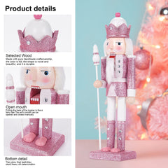 TJT 2Pcs 12'' Nutcracker Decorations, Christmas Nutcracker Soldier Ornaments Festive Collectible Xmas Figures Decorative Gift Indoor, Pink