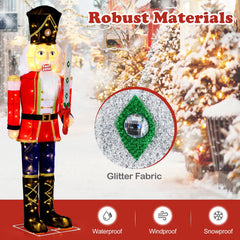  1 PCS 5 FT Lighted Nutcracker Soldier Outdoor Christmas Decoration with Glitter Sword