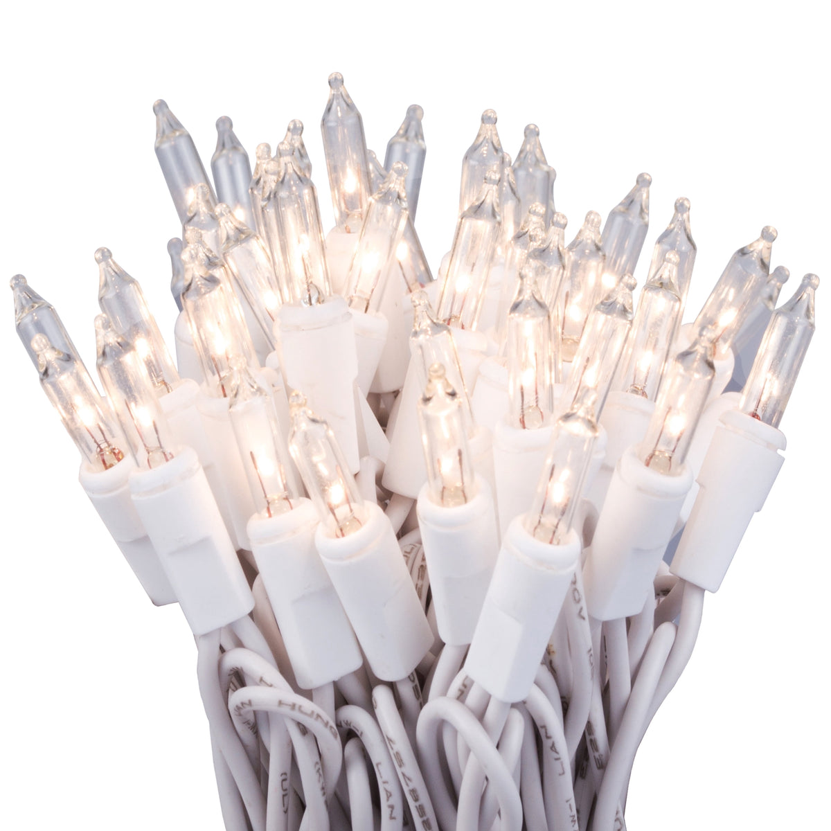 612 Vermont 100 Clear White Christmas Lights on White Wire, Indoor Outdoor Use, 18' Lighted Length, 20' Total Length (Pack of 2)