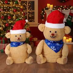2-Pack Lighted Plush Bear Christmas Decorations, 60 Warm White LEDs, Pull-Up Design for Indoor, Outdoor, Home, Yard Use