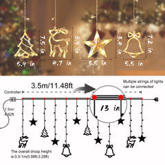  Christmas Lights Decorations, 11.5 FT Hanging Twinkle Fairy Christmas Curtain Lights for Home Indoor Outdoor Window Xmas Decor, Warm White