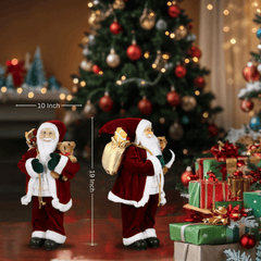 SINT 18" Christmas Indoor Decoration Santa in a Sweater Bearing Gifts & Teddy Figurine