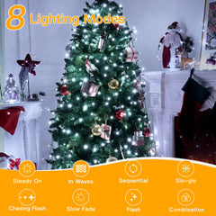 Ollny 400 LED Christmas Tree Lights with Remote Control, 8 Lighting Modes Waterproof Indoor Outdoor Christmas Lights for Decorations, White