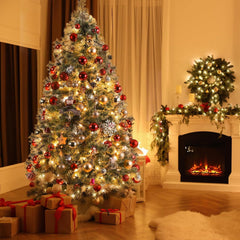 LAZY BUDDY 6ft Pre-lit Artificial Christmas Tree, Cashmere Hinged Xmas Tree with 550 Branch Tips & 250 Warm Lights