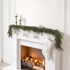TETOU 1pc 6ft Christmas Cedar Garland,Artificial Realistic Cedar Pine Needles Greenery Garland for Christmas Holiday Winter Wall Mantle Fireplace Table Indoor Decor